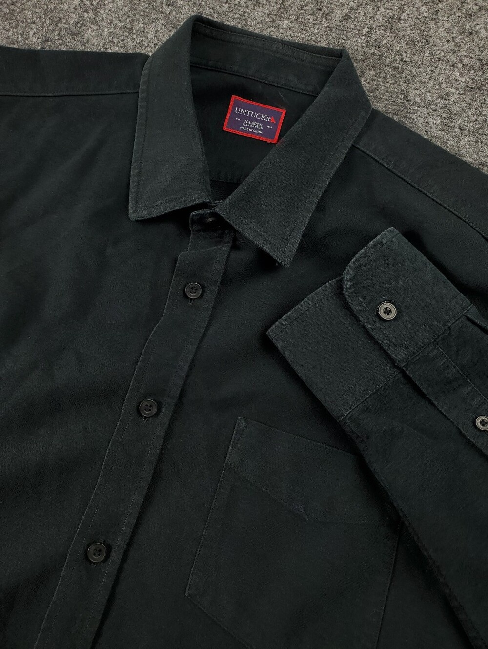 UNTUCKit Button Up Shirt Mens XL Chest Pocket Long Sleeve Solid Black Business